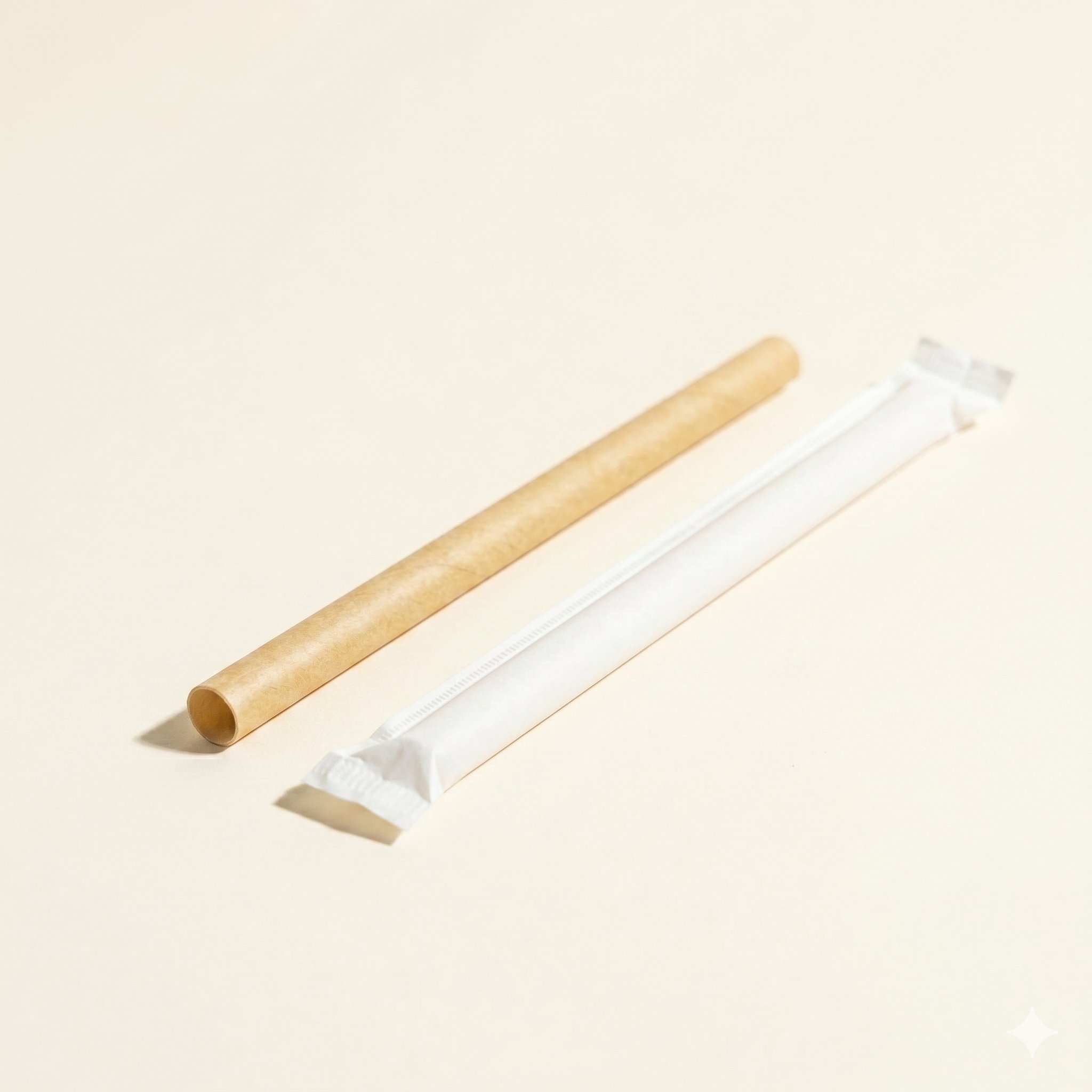 Individually wrapped sugarcane straw
